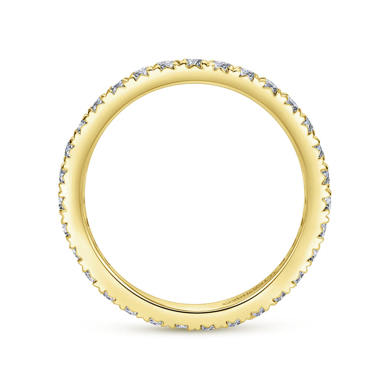 Eternity Band Wedding Ring in 14k Yellow Gold with Round Natural Diamond at Gabriel & Co. - Shot 2