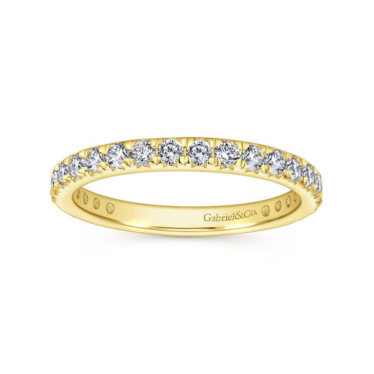 Eternity Band Wedding Ring in 14k Yellow Gold with Round Natural Diamond at Gabriel & Co. - Shot 4