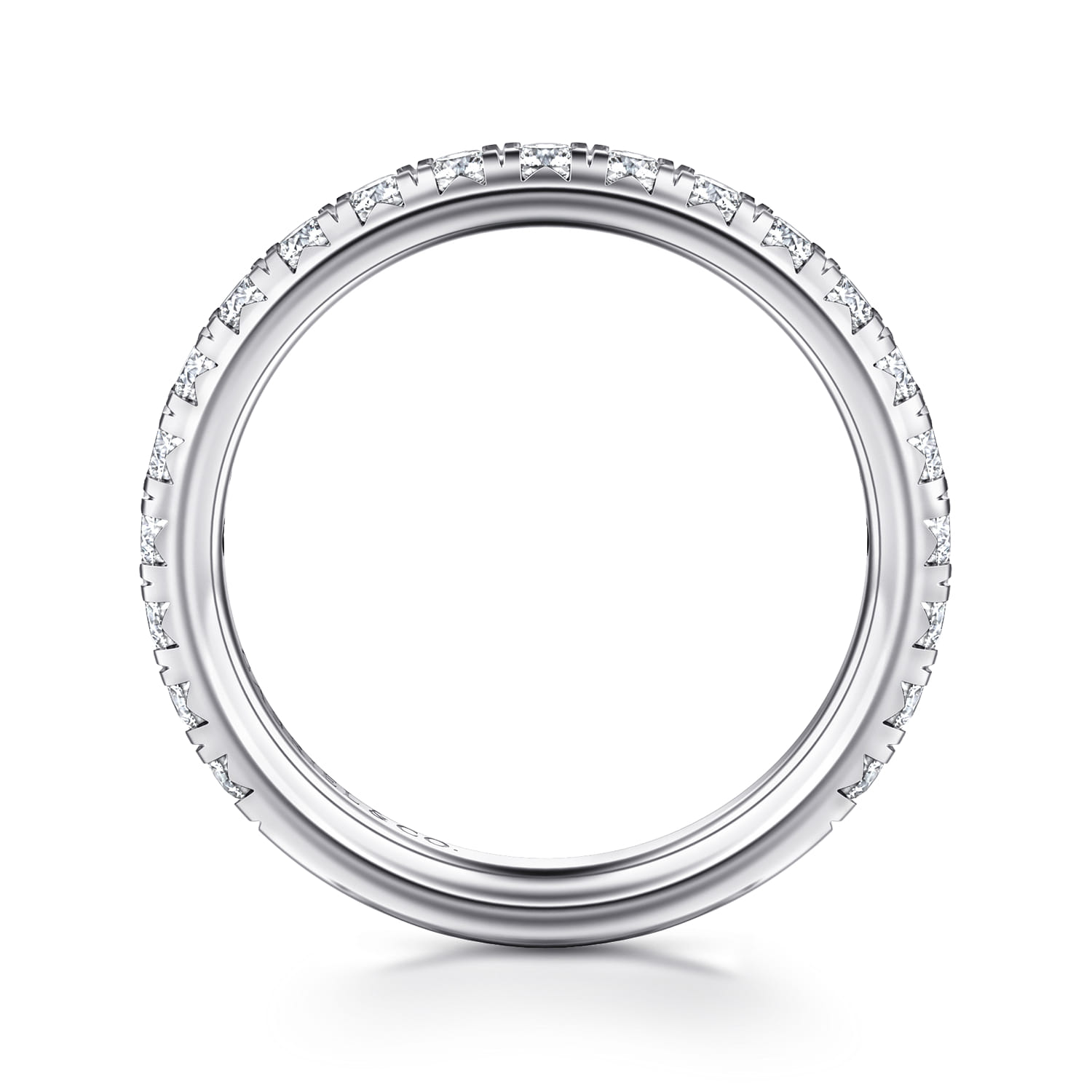 Straight Wedding Ring in 14k White Gold with Round Natural Diamond at Gabriel & Co. - Shot 2