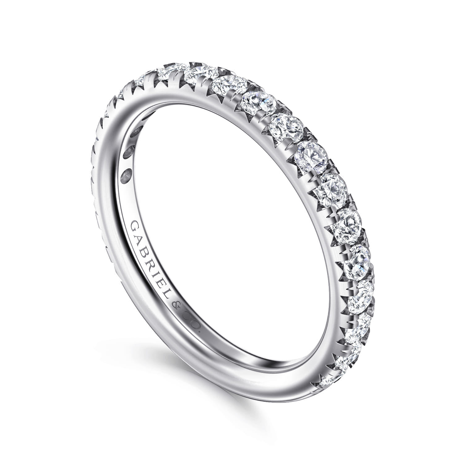 Straight Wedding Ring in 14k White Gold with Round Natural Diamond at Gabriel & Co. - Shot 3
