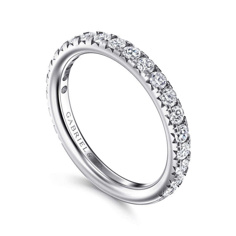 Straight Wedding Ring in 14k White Gold with Round Natural Diamond at Gabriel & Co. - Shot 3