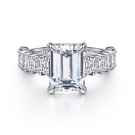 Brava - 14K White Gold Emerald Cut Diamond Engagement Ring