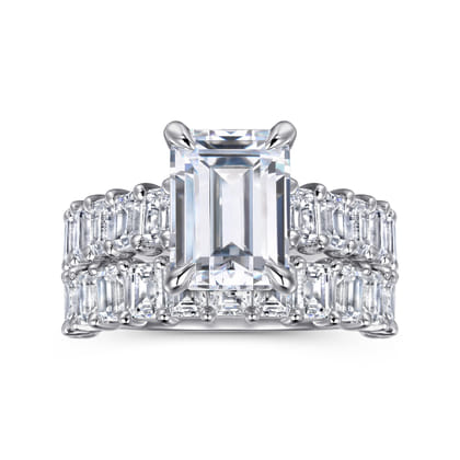 Brava - 14K White Gold Emerald Cut Diamond Engagement Ring