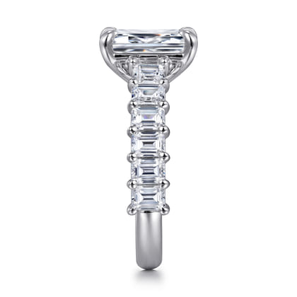 Brava - 14K White Gold Emerald Cut Diamond Engagement Ring