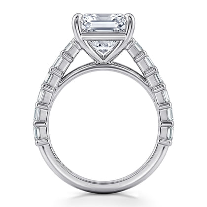 Brava - 14K White Gold Emerald Cut Diamond Engagement Ring