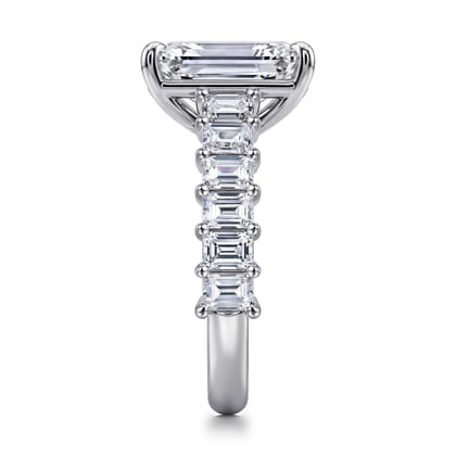 Brava - 14K White Gold Emerald Cut Diamond Engagement Ring