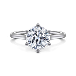 Brave - 14K White Gold 6 Prong Round Solitaire Diamond Engagement Ring