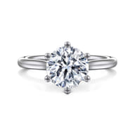 Brave - 14K White Gold 6 Prong Round Solitaire Diamond Engagement Ring