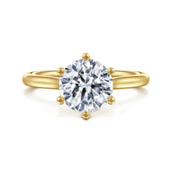 Brave - 14K Yellow Gold 6 Prong Round Solitaire Diamond Engagement Ring