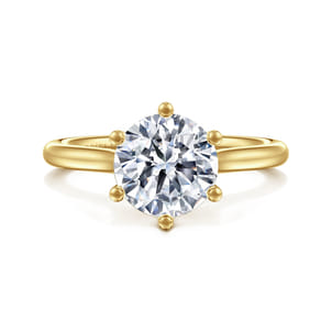 Brave - 14K Yellow Gold 6 Prong Round Solitaire Diamond Engagement Ring