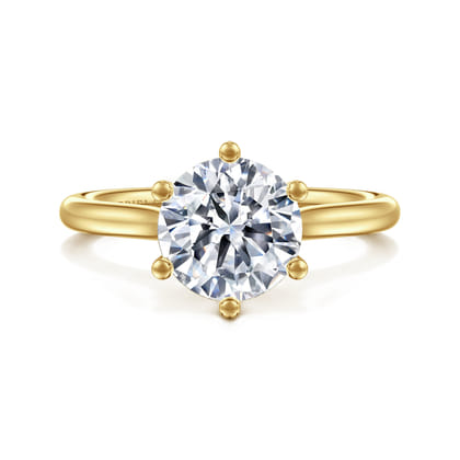 Brave - 14K Yellow Gold 6 Prong Round Solitaire Diamond Engagement Ring