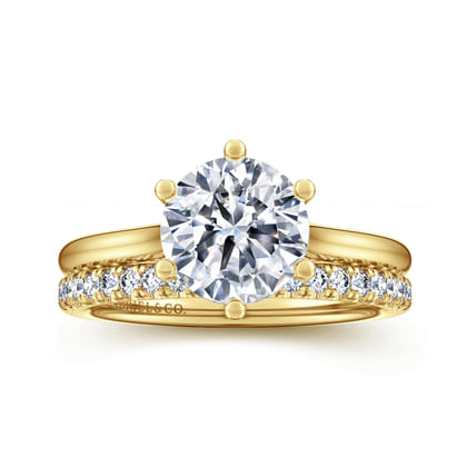 Brave - 14K Yellow Gold 6 Prong Round Solitaire Diamond Engagement Ring