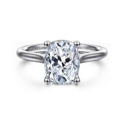 Bravo - 14K White Gold Elongated Cushion Solitaire Diamond Engagement Ring