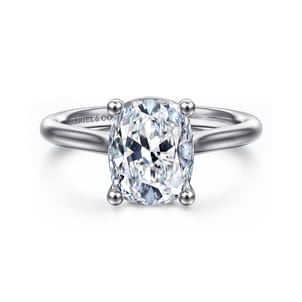 Bravo - 14K White Gold Elongated Cushion Solitaire Diamond Engagement Ring
