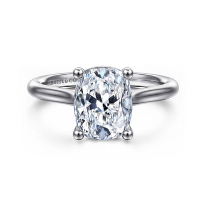 Bravo - 14K White Gold Elongated Cushion Solitaire Diamond Engagement Ring