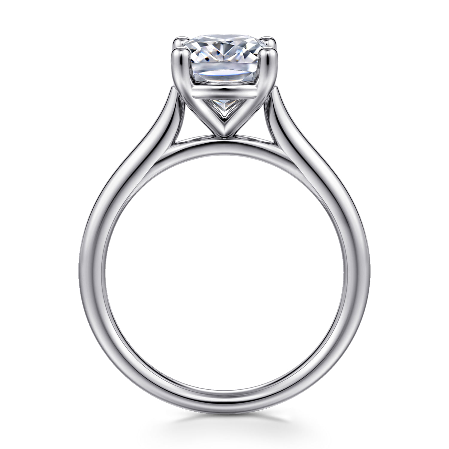 Bravo - 14K White Gold Elongated Cushion Solitaire Diamond Engagement Ring