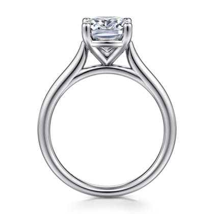 Bravo - 14K White Gold Elongated Cushion Solitaire Diamond Engagement Ring