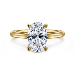 14K Yellow Gold Oval Solitaire Diamond Engagement Ring