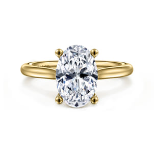 Bravo - 14K Yellow Gold Oval Solitaire Diamond Engagement Ring