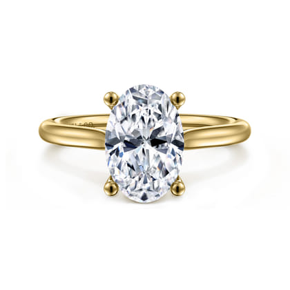 Bravo - 14K Yellow Gold Oval Solitaire Diamond Engagement Ring