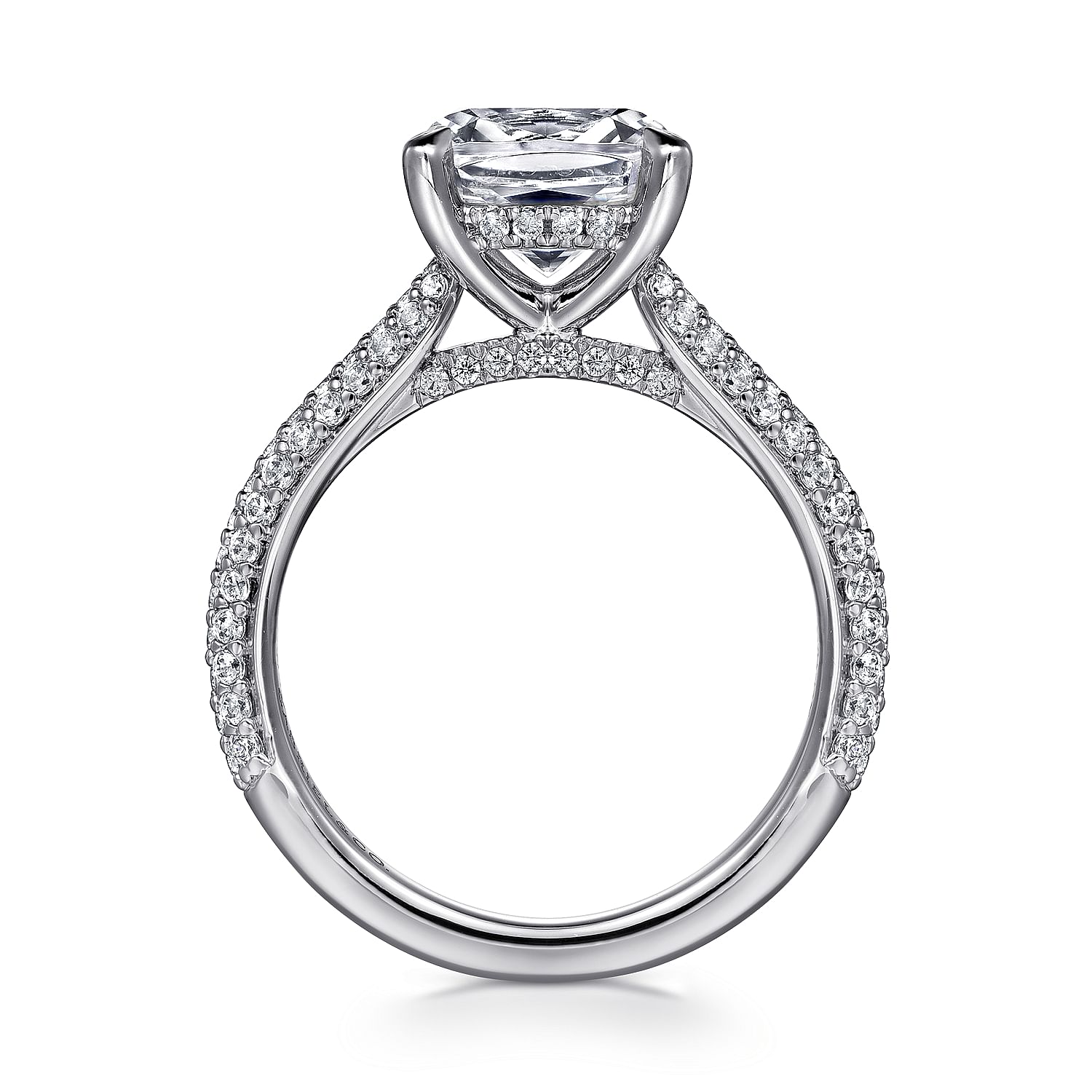 Top (566) 5.62 Ct Cushion Cut 14k White Gold Ring