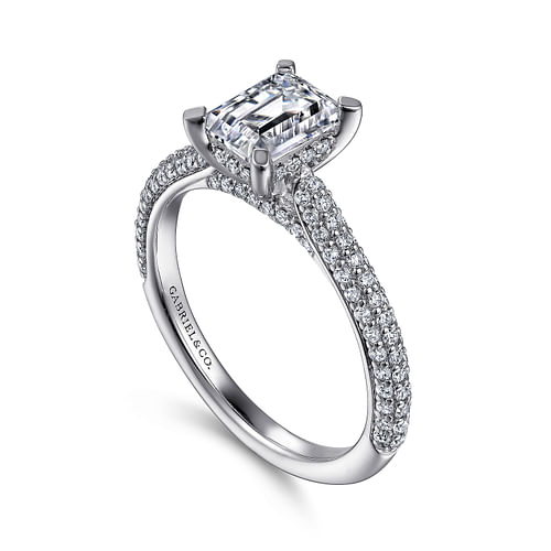 Brexley - 14K White Gold Emerald Cut Diamond Engagement Ring - 0.5 ct - Shot 3