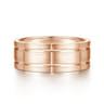 Brian - 14K Rose Gold 8mm - Checkered Pattern Men's Wedding Band in Satin Finish