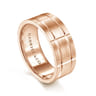Brian - 14K Rose Gold 8mm - Checkered Pattern Men's Wedding Band in Satin Finish