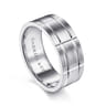 Brian - 14K White Gold 8mm - Checkered Pattern Men's Wedding Band in Satin Finish