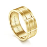 Brian - 14K Yellow Gold 8mm - Checkered Pattern Men's Wedding Band in Satin Finish
