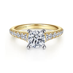 Bridget - 14K White-Yellow Gold Round Diamond Engagement Ring