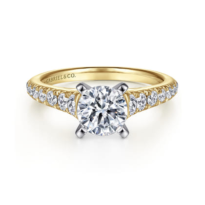Bridget - 14K White-Yellow Gold Round Diamond Engagement Ring