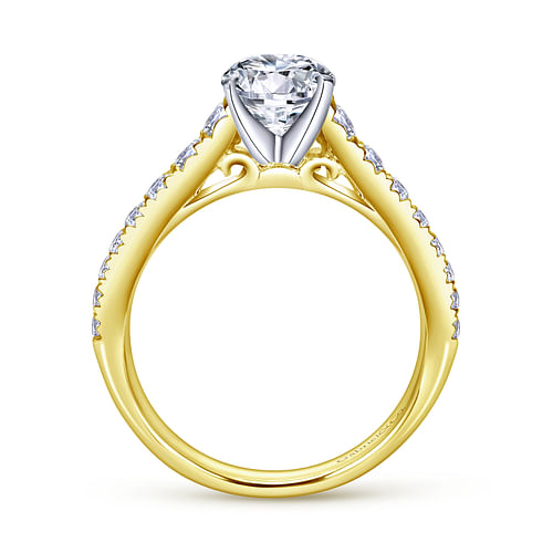 Bridget - 14K White-Yellow Gold Round Diamond Engagement Ring - 0.5 ct - Shot 2