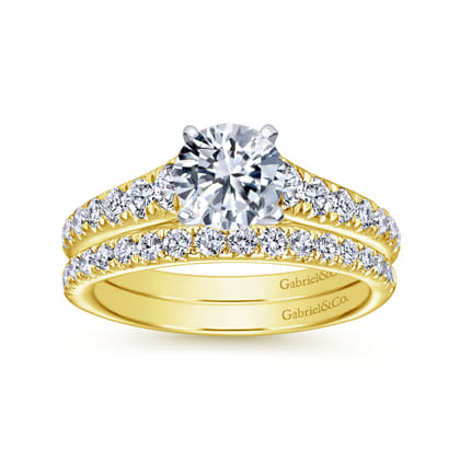 Bridget - 14K White-Yellow Gold Round Diamond Engagement Ring
