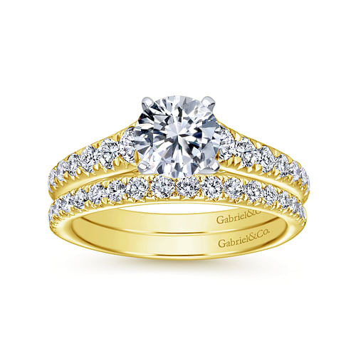 Bridget - 14K White-Yellow Gold Round Diamond Engagement Ring - 0.5 ct - Shot 4