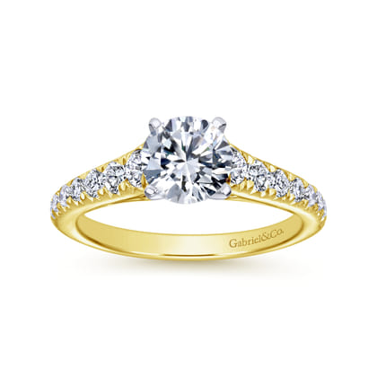 Bridget - 14K White-Yellow Gold Round Diamond Engagement Ring