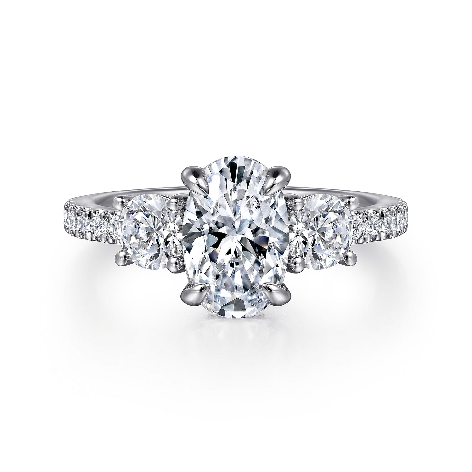 14k white gold 3 online stone diamond ring