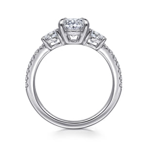 Briellah - 14K White Gold Oval Three Stone Diamond Engagement Ring