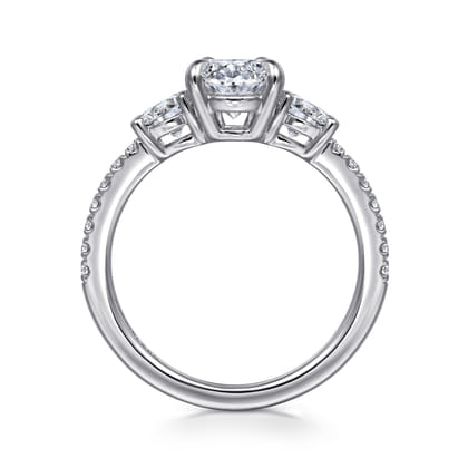 Briellah - 14K White Gold Oval Three Stone Diamond Engagement Ring