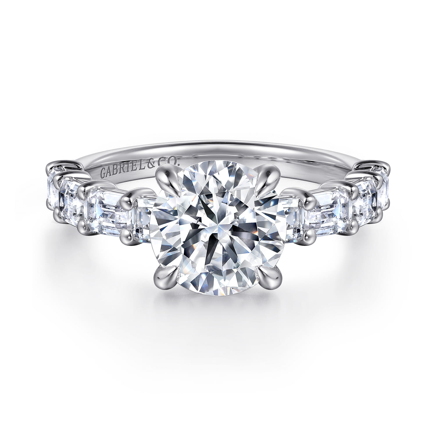 Briene - 14K White Gold Round Diamond Engagement Ring