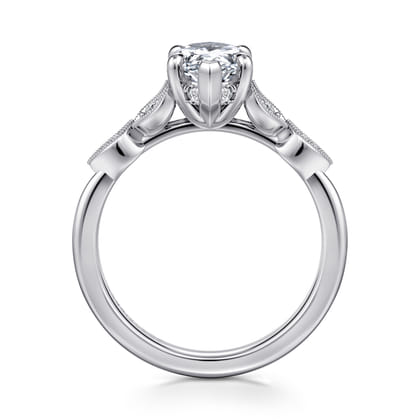 Brigida - Vintage Inspired 14K White Gold Marquise Shape Diamond Engagement Ring