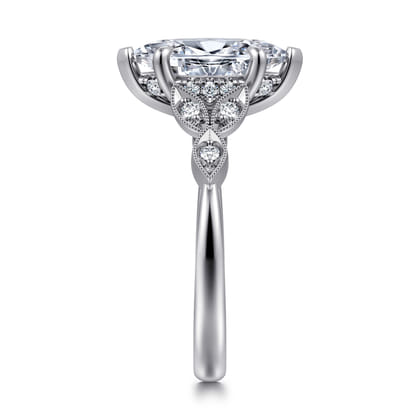 Brigida - Vintage Inspired 14K White Gold Marquise Shape Diamond Engagement Ring
