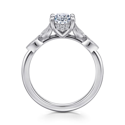 Brigida - Vintage Inspired 14K White Gold Oval Diamond Engagement Ring