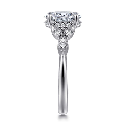 Brigida - Vintage Inspired 14K White Gold Oval Diamond Engagement Ring