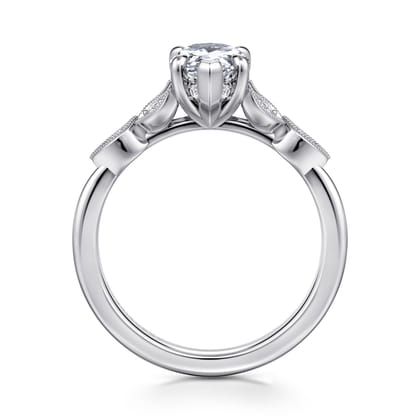 Brigida - Vintage Inspired 14K White Gold Pear Shape Diamond Engagement Ring