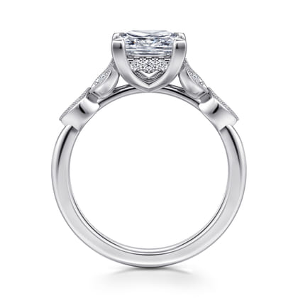 Brigida - Vintage Inspired 14K White Gold Princess Cut Diamond Engagement Ring