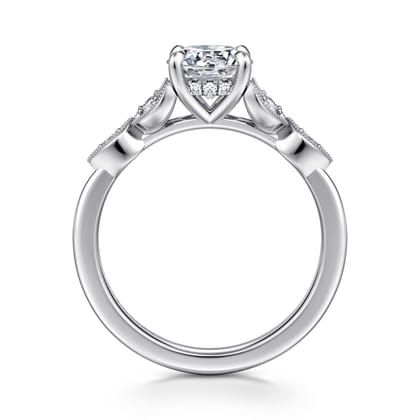 Brigida - Vintage Inspired 14K White Gold Round Diamond Engagement Ring