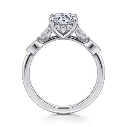 Brigida - Vintage Inspired 14K White Gold Round Diamond Engagement Ring