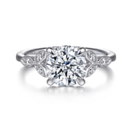 Brigida - Vintage Inspired 14K White Gold Round Diamond Engagement Ring