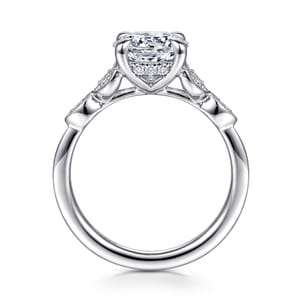 Brigida - Vintage Inspired 14K White Gold Round Diamond Engagement Ring